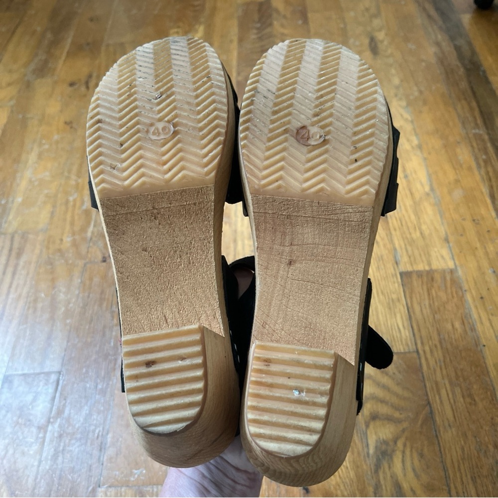 MIA Bety Black Leather Strappy Clog Sandals - Picture 4 of 5